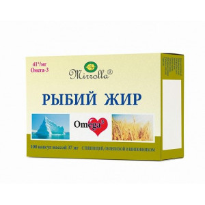 МИРРОЛЛА РЫБИЙ ЖИР ПИЩЕВОЙ МАСЛО ПШЕНИЦА+ШИПОВНИК+ОБЛЕПИХА 370МГ. №100 КАПС.