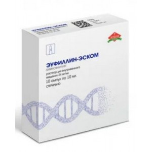 ЭУФИЛЛИН 2,4% 5МЛ. №10 Р-Р Д/В/В АМП. /ЭСКОМ/