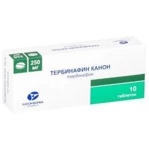 ТЕРБИНАФИН 250МГ. №10 ТАБ. /КАНОНФАРМА/ ТЕРБИНАФИН 250МГ. №10 ТАБ. /КАНОНФАРМА/