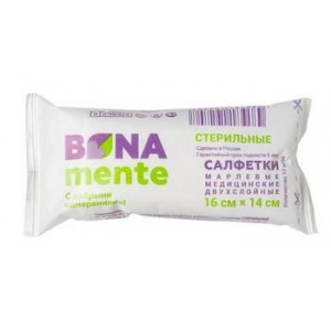 БОНА МЕНТЕ САЛФЕТКИ МАРЛ. 2-Х СЛ. СТЕР. 16Х14СМ. №10 [BONA MENTE]