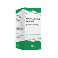 БРИЛЛИАНТОВЫЙ ЗЕЛЕН 1% 25МЛ. №1 СПИРТ. Р-Р Д/НАРУЖ.ПРИМ. ФЛ. /ЯРОСЛАВСКАЯ ФФ/