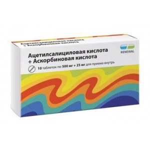 АЦЕТИЛСАЛИЦИЛОВАЯ К-ТА+АСКОРБИНОВАЯ К-ТА 500МГ.+25МГ. №10 ТАБ. /ОБНОВЛЕНИЕ/