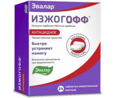 ИЗЖОГОФФ МЯТА 680МГ.+80МГ. №12 ТАБ.ЖЕВ. /ЭВАЛАР/