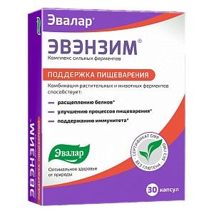 ЭВЭНЗИМ КОМПЛЕКС СИЛЬНЫХ ФЕРМЕНТОВ №30 КАПС. /ЭВАЛАР/